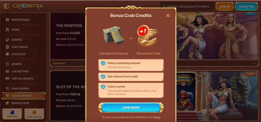 Cleobetra casino Bonus Crab rewards and coin system