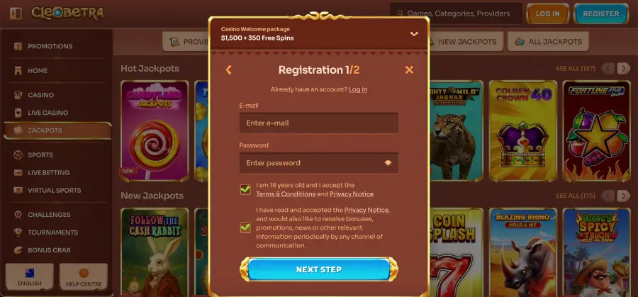 Cleobetra casino Registrierungsbonus und Freispiele